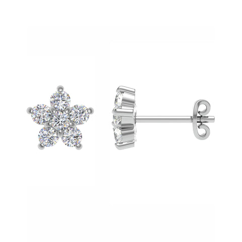 Small pointy flower diamond earrings