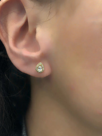 Pearshape halo earrings