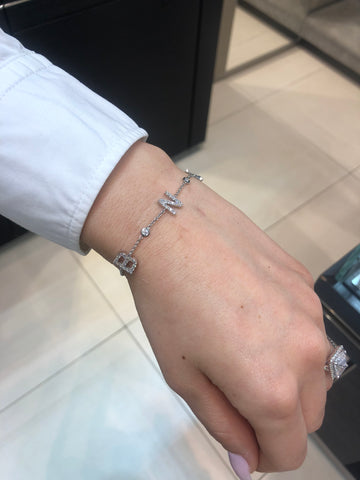 Three initials bezel bracelet
